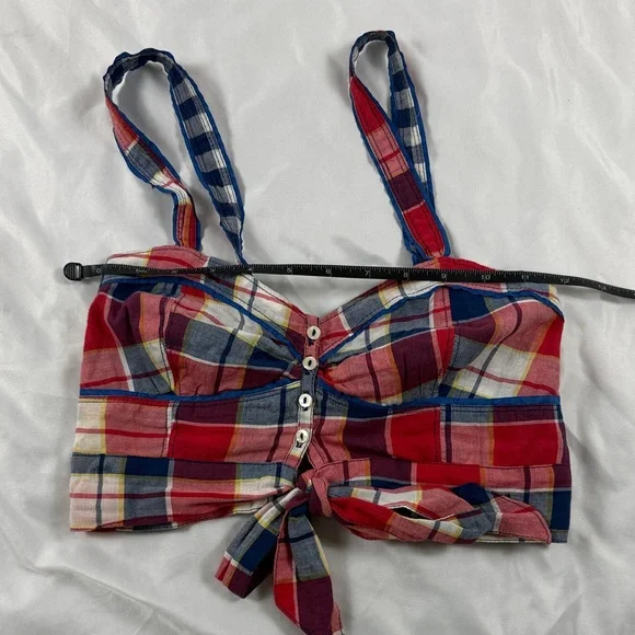 Abercrombie & Fitch Plaid Bralette Crop Top XS Multicolor Strappy - Picture 9 of 9
